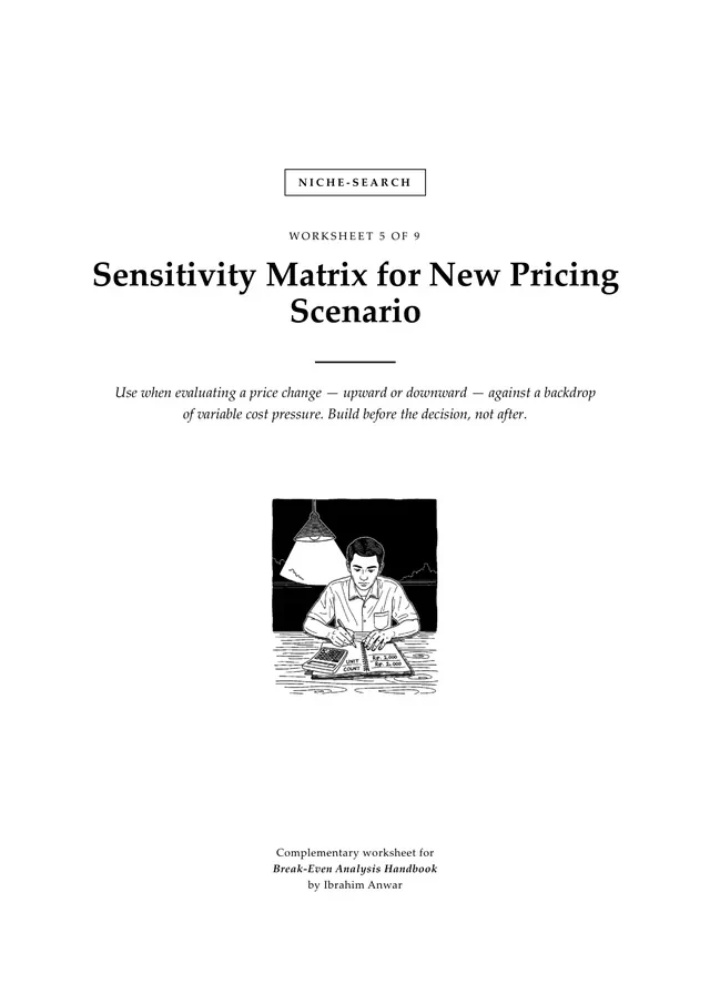 Cover, Sensitivity Matrix for New Pricing Scenario